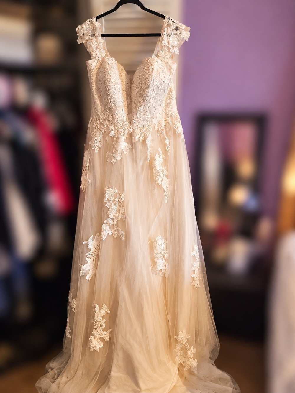 Ivory Lace Appliqué Tulle Chemise Slip
